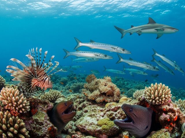 珊瑚礁中的各种海洋生物