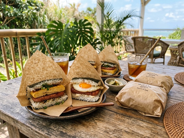 ポーク卵おにぎり　朝食